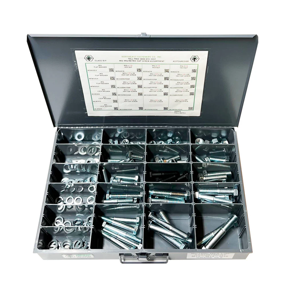 147 Piece Class 10.9 Cap Screw, Nut, and Washer Assortment Refill