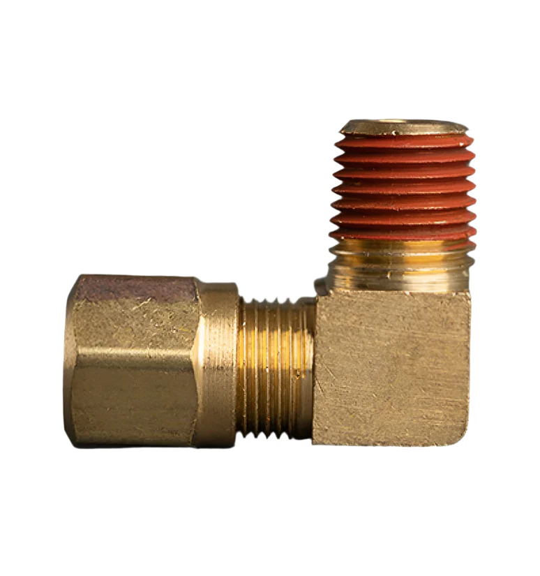 3/8in Tube to 1/4in Male Pipe 90° Brass Elbow