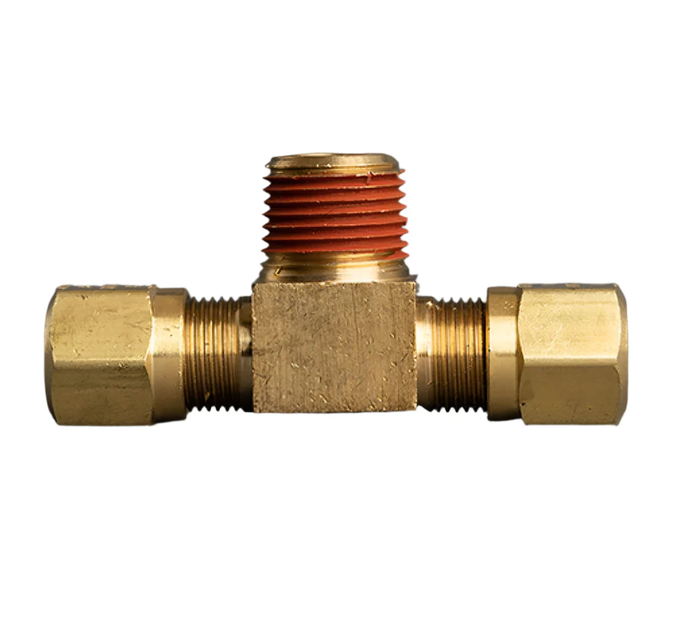 3/8in Tube to 3/8in Male Pipe Brass Tee Ends Tube
