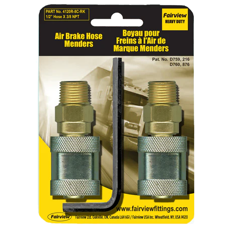 3/8in Hose to 1/2in Pipe Air Brake Hose Mender Kit