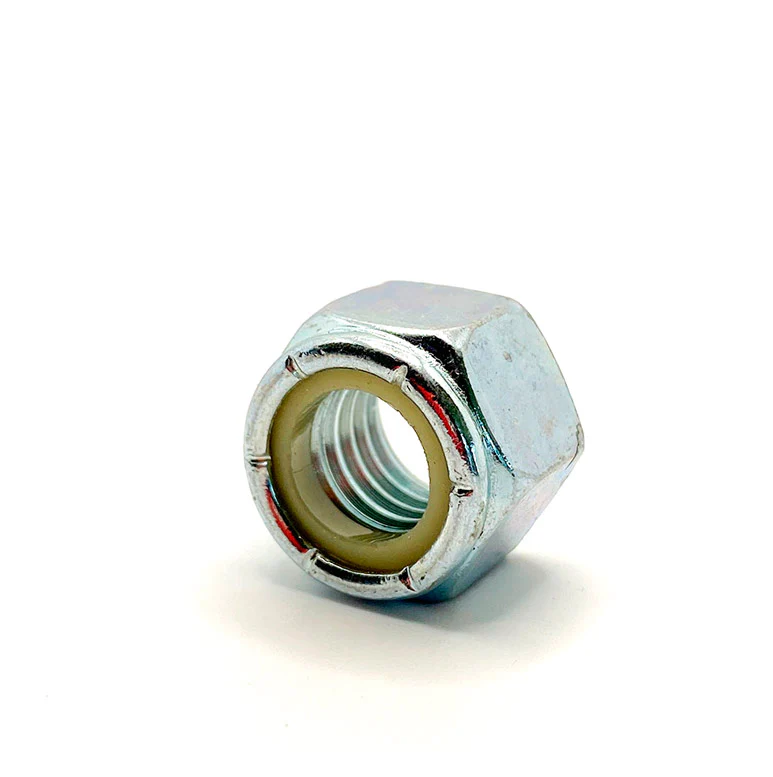 7/8-9in UNC Low Carbon Nylon Lock Nut Clear Zinc