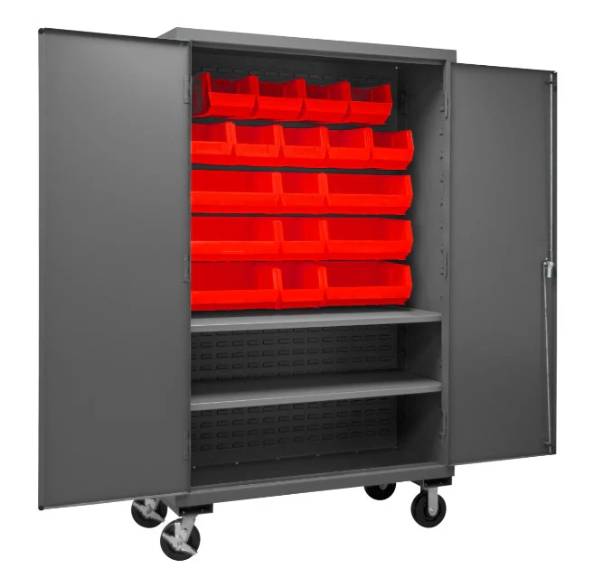 Mobile Cabinet with 18 Bins and 2 Shelves