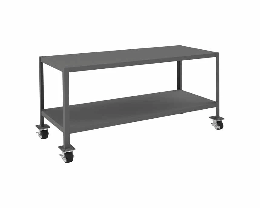 24in x 60in Mobile Machine Table Workbench with 2 Shelves